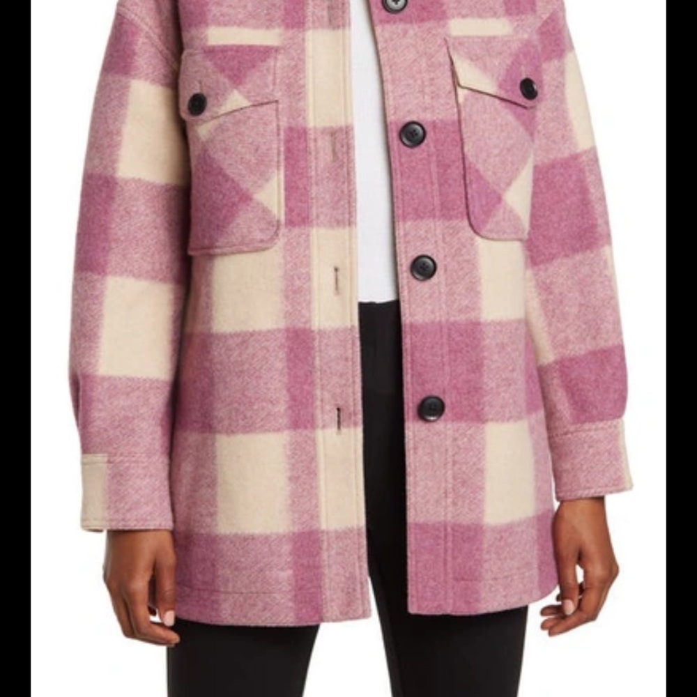 BCBGeneration Pink and Cream Plaid Utility Jacket
